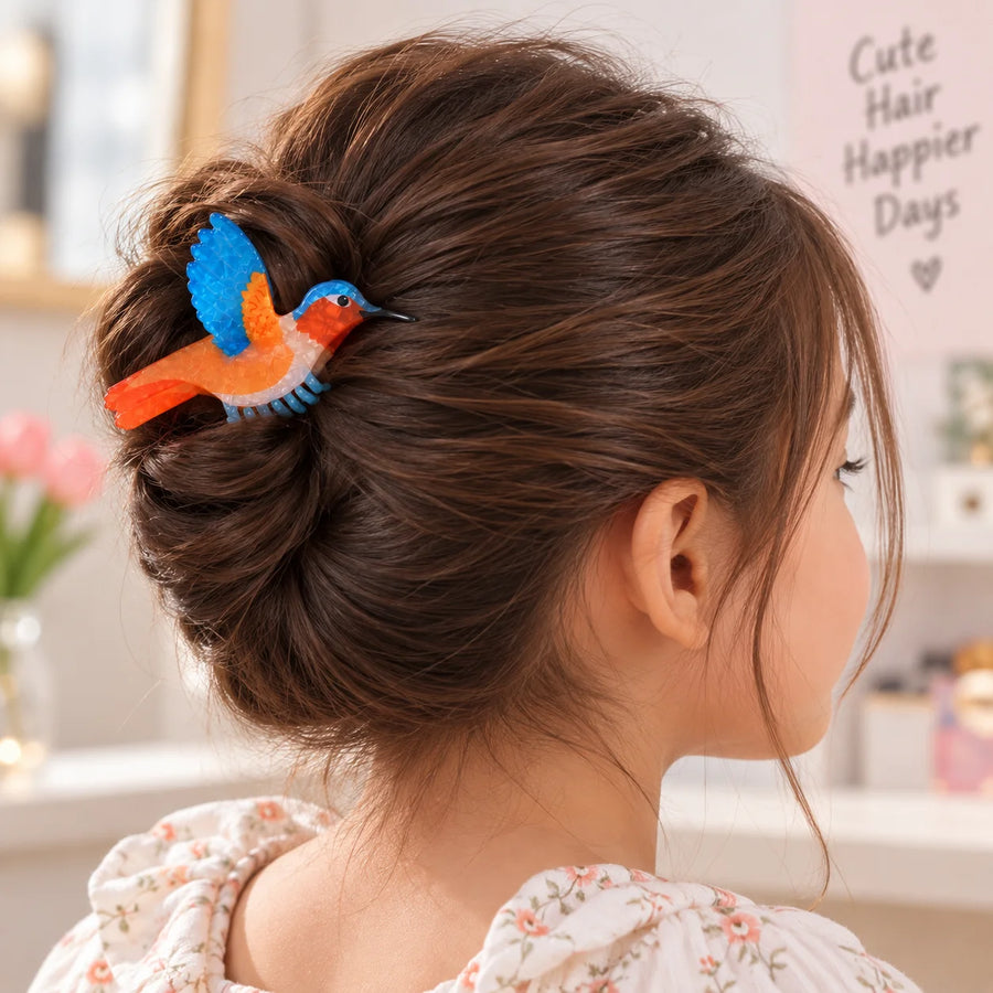 Colorful Hummingbird Hair Claw Clip – Large Size