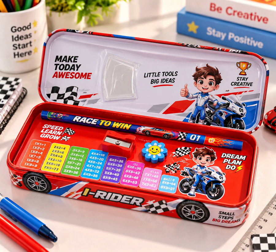 Car-Shaped Metal Pencil Box for Kids – Stylish Stationery