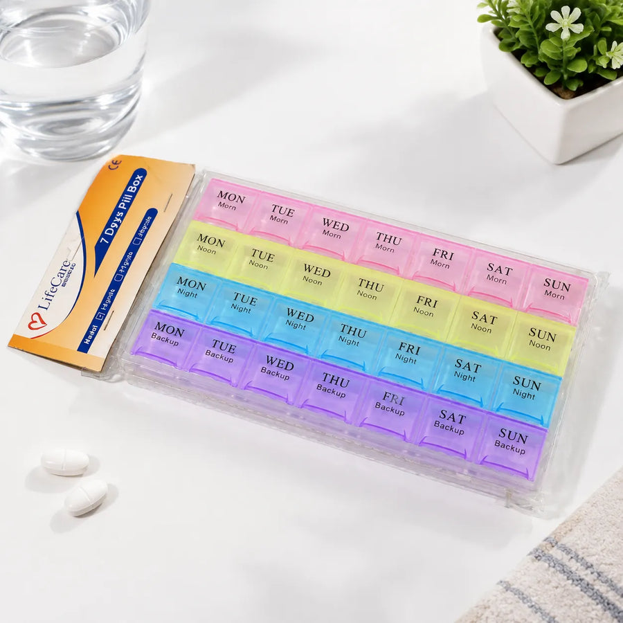 7 Days Weekly Pill Organizer Box  Medicine Storage Box (Multicolor)