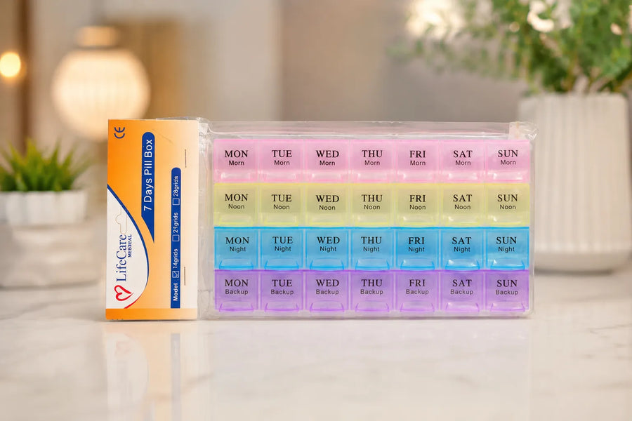 7 Days Weekly Pill Organizer Box  Medicine Storage Box (Multicolor)