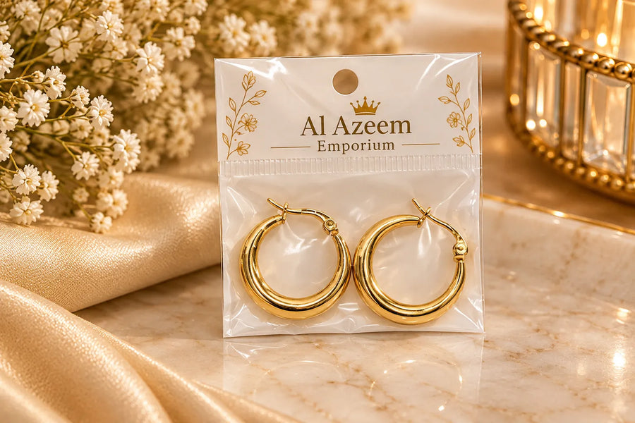 Classic Gold-Tone Chunky Hoop Earrings for Women Gold Earrings for Women