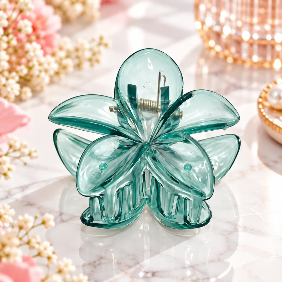 Amber Rose Flower Hair Claw Clip Transparent Hair Clip